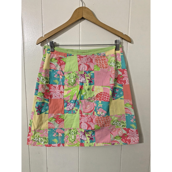 Vintage Lilly Pulitzer Reversible Wrap Skirt Size 6 Bright Pink & Green Beachy - Picture 3 of 6